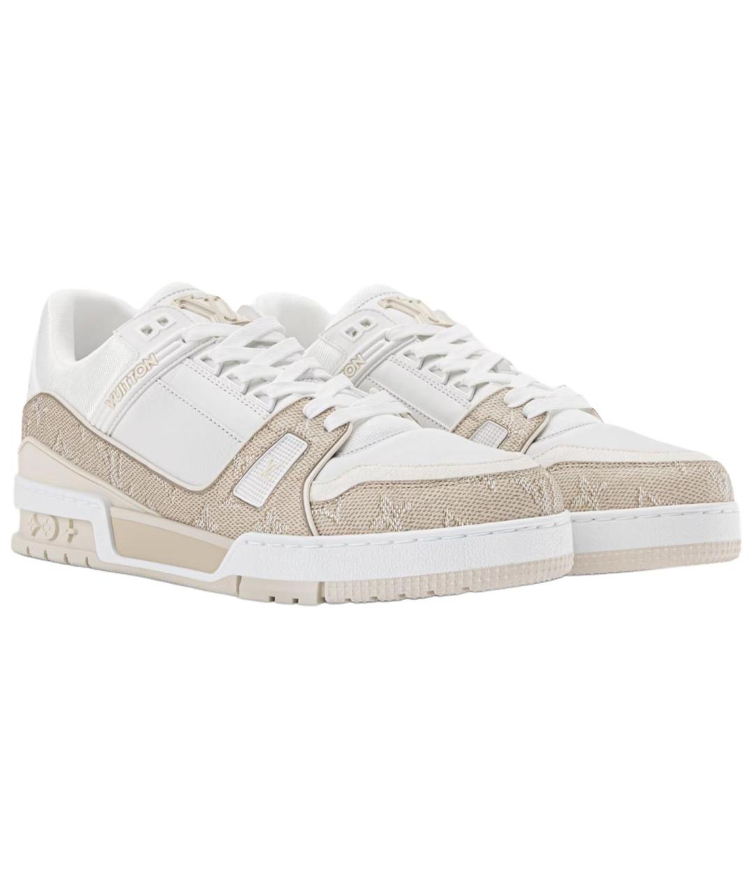LOUIS VUITTON Бежевые кожаные низкие кроссовки / кеды, фото 3
