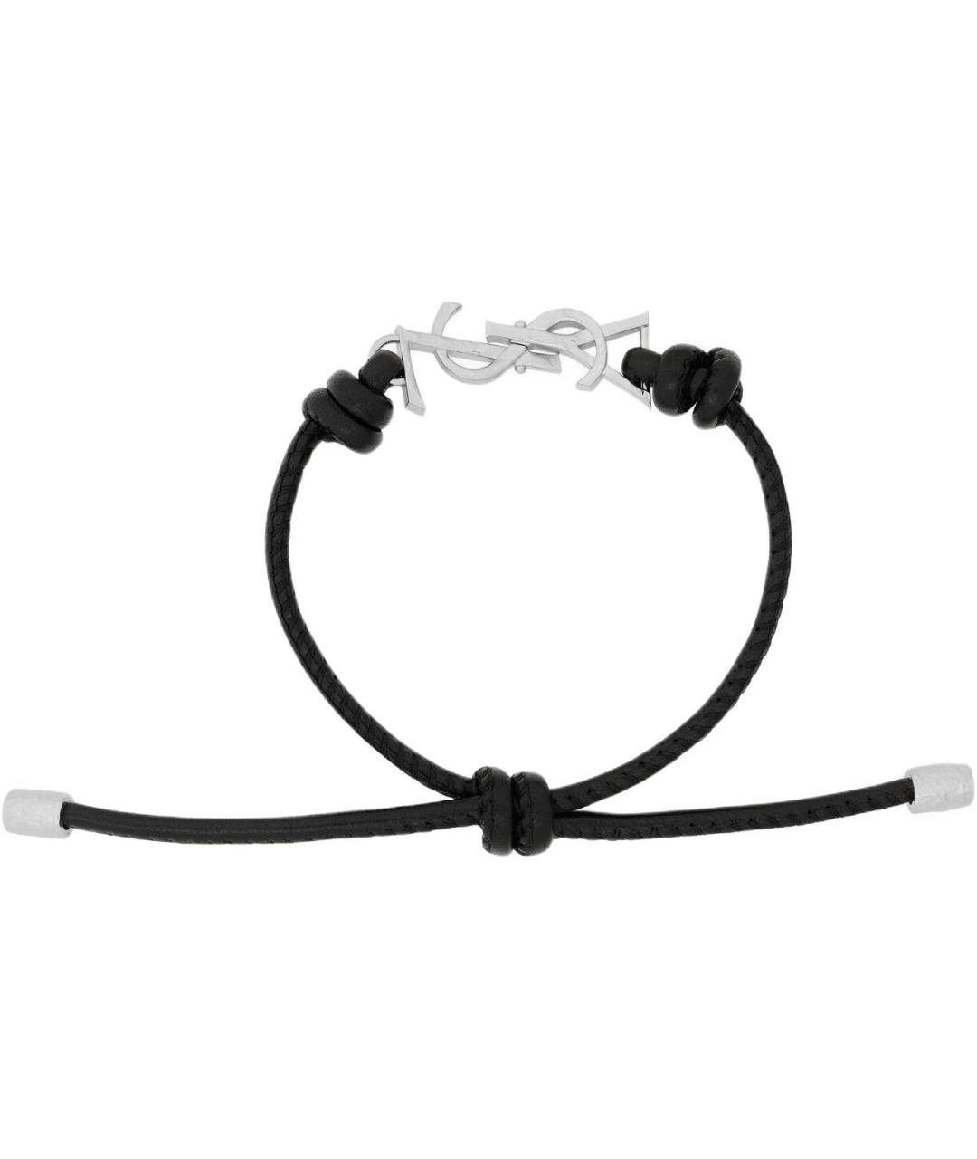 SAINT LAURENT Черный кожаный браслет, фото 2