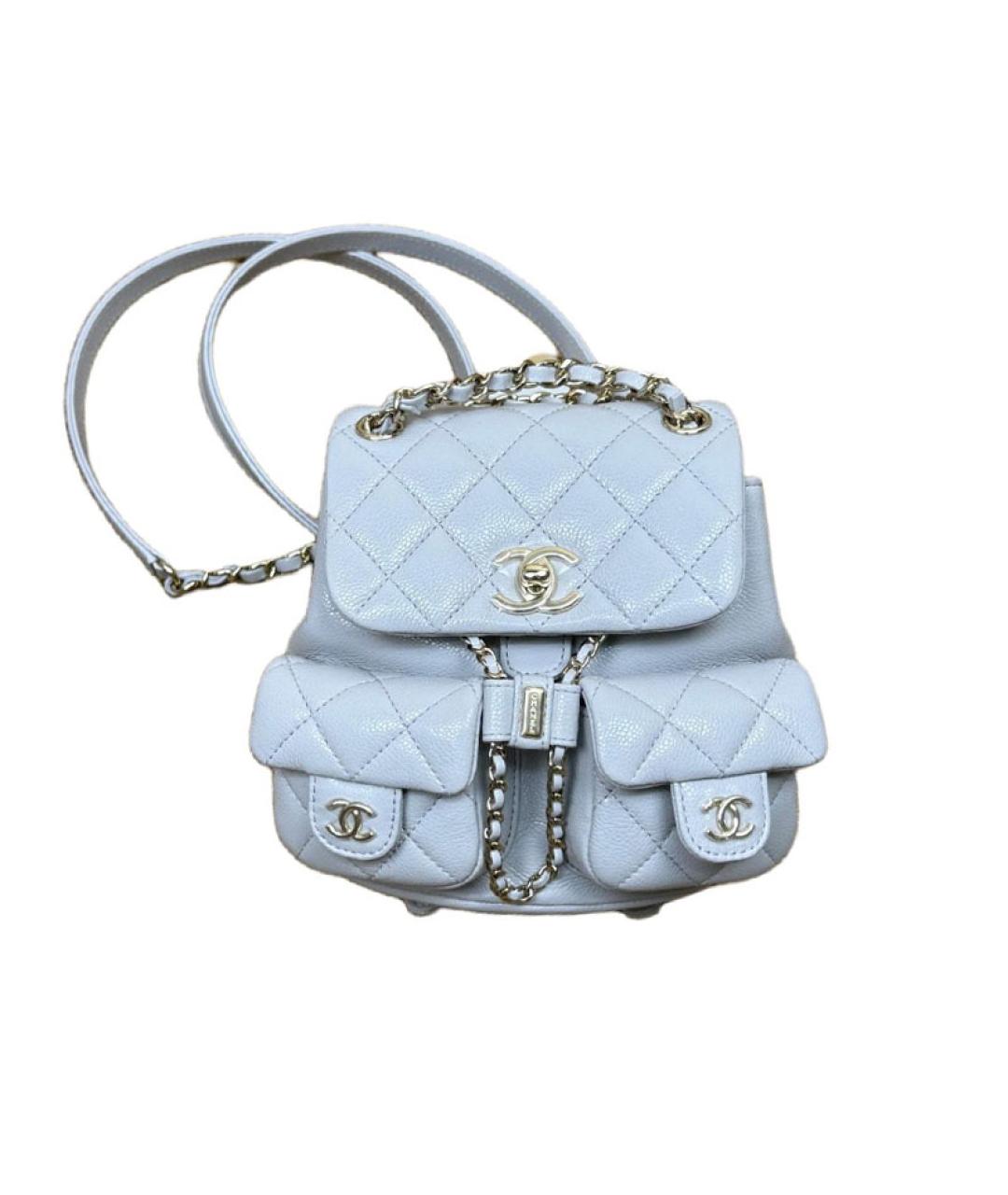 CHANEL Голубой кожаный рюкзак, фото 4
