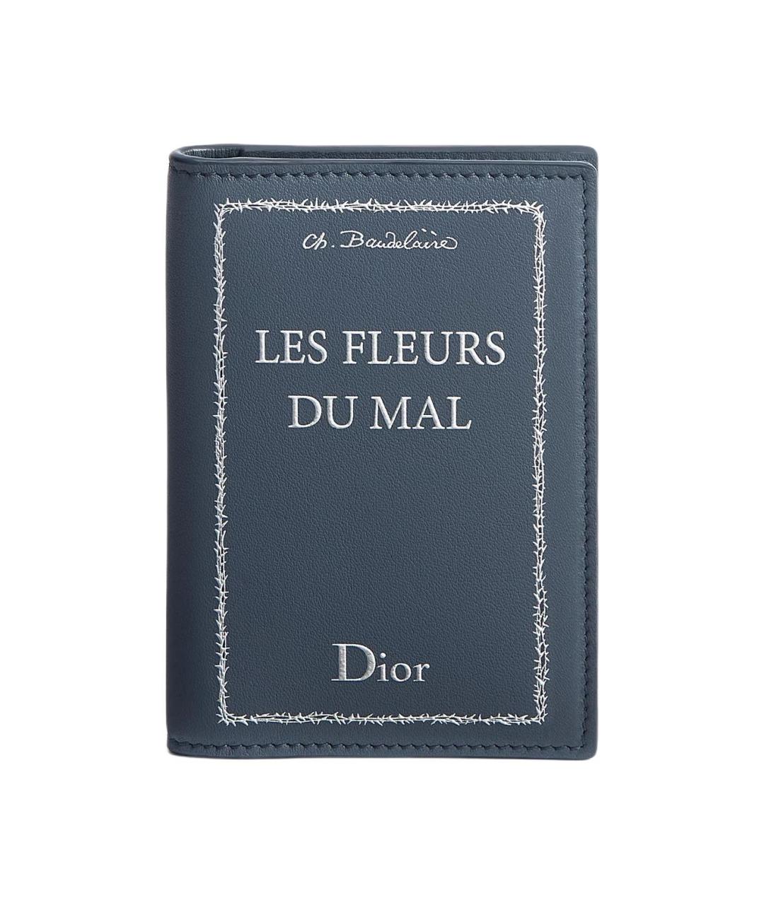 CHRISTIAN DIOR Синий кожаный кардхолдер, фото 1
