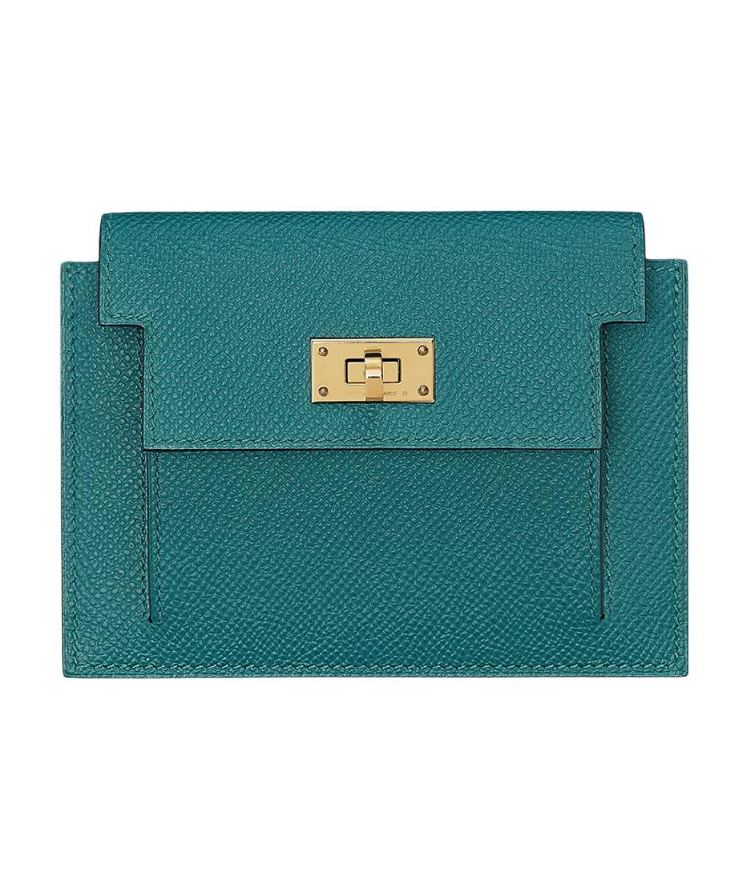 HERMES Бирюзовый кожаный кошелек, фото 1