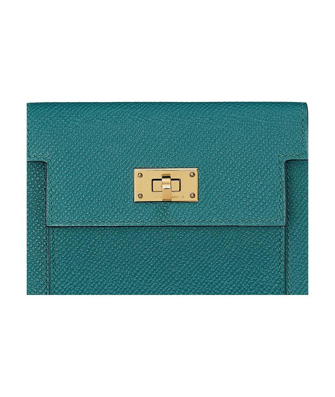HERMES Бирюзовый кожаный кошелек, фото 2