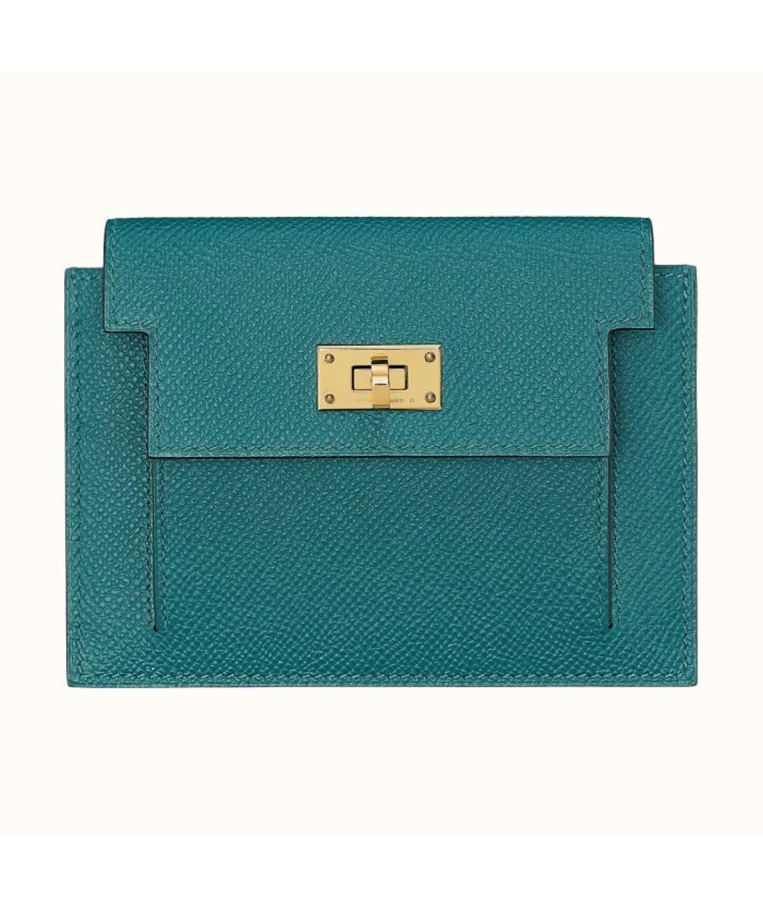 HERMES Бирюзовый кожаный кошелек, фото 3