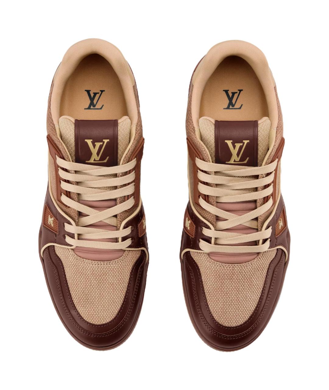 LOUIS VUITTON Коричневые кожаные низкие кроссовки / кеды, фото 4