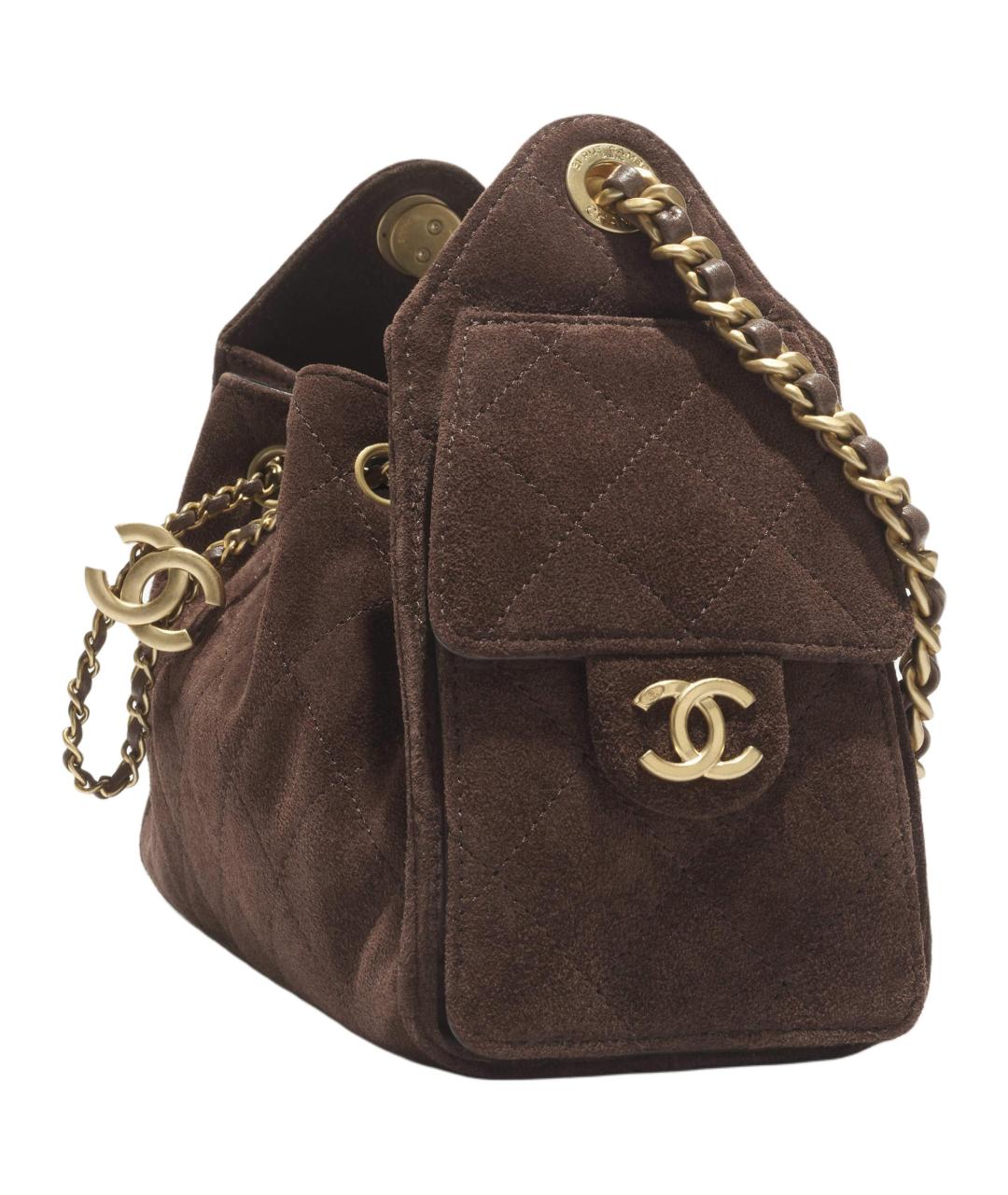 CHANEL Коричневая замшевая сумка через плечо, фото 4