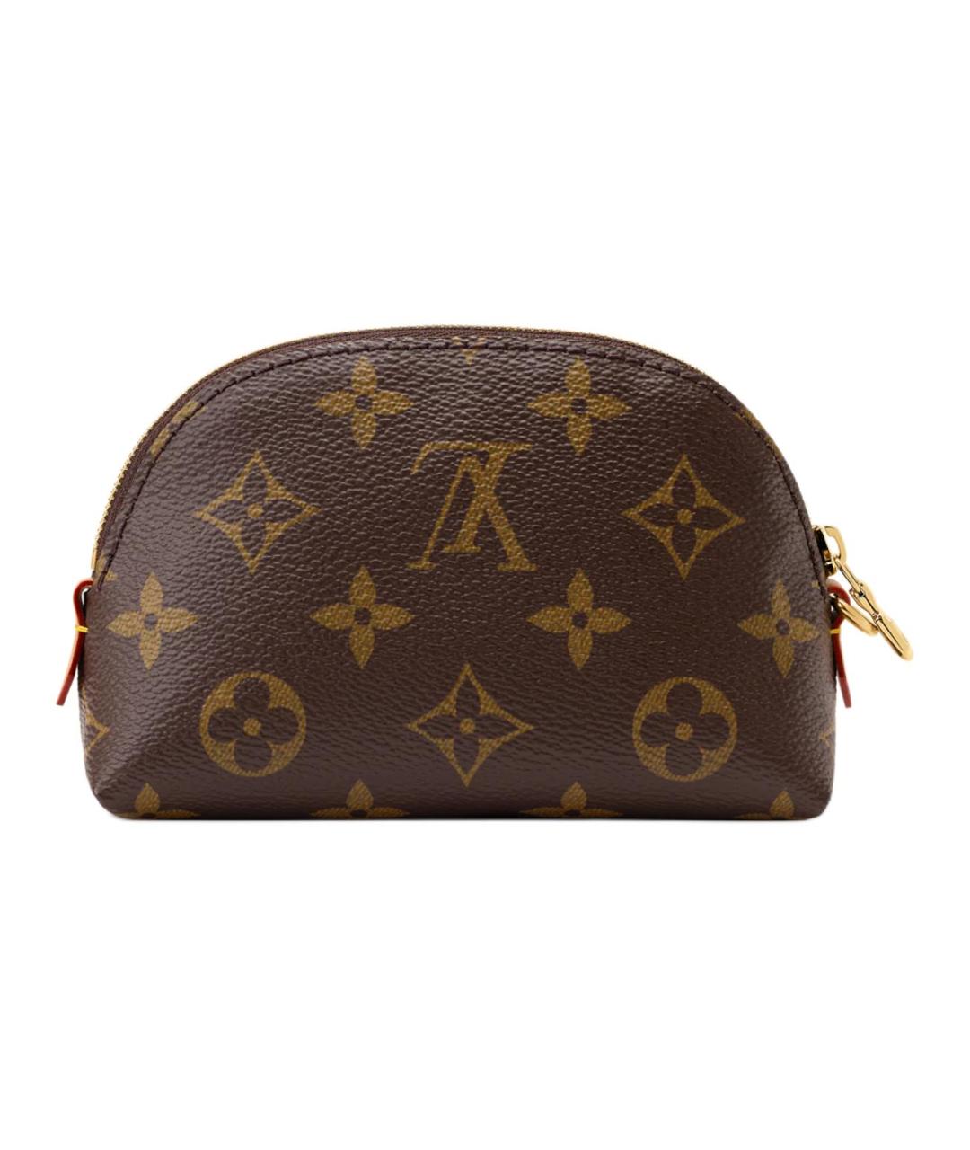 LOUIS VUITTON Коричневая кожаная косметичка, фото 3