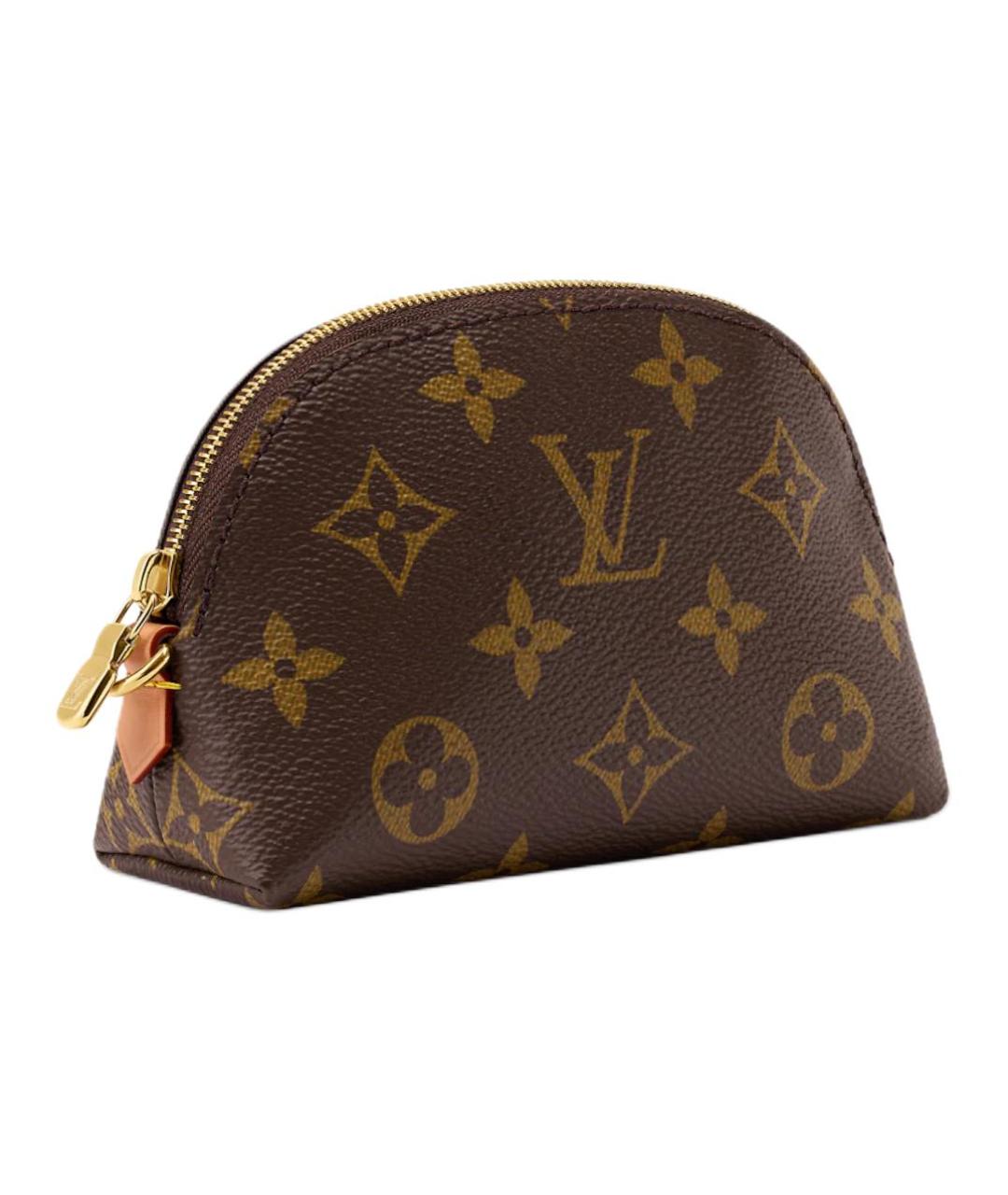 LOUIS VUITTON Коричневая кожаная косметичка, фото 2