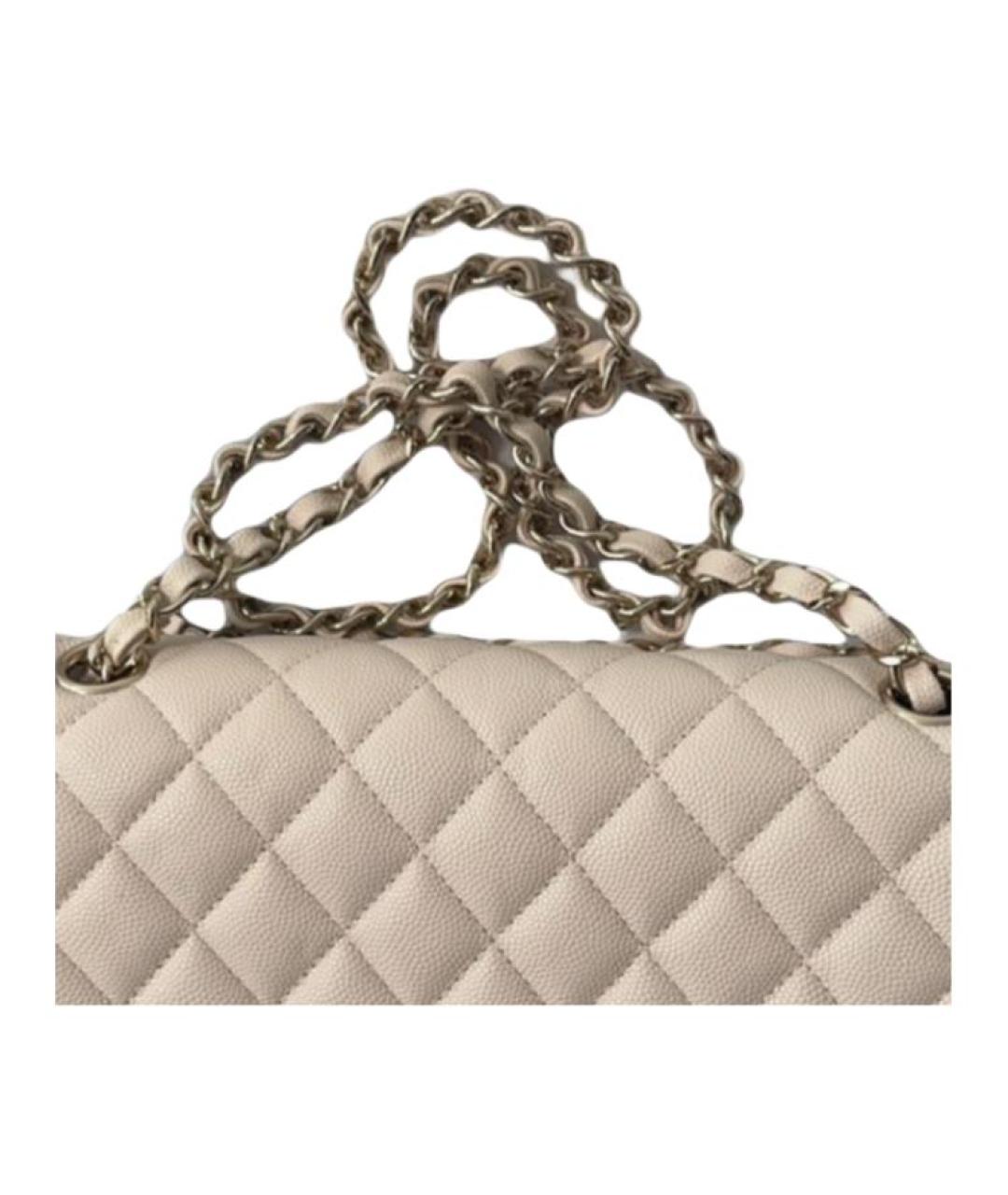 CHANEL Бежевая кожаная сумка через плечо, фото 5