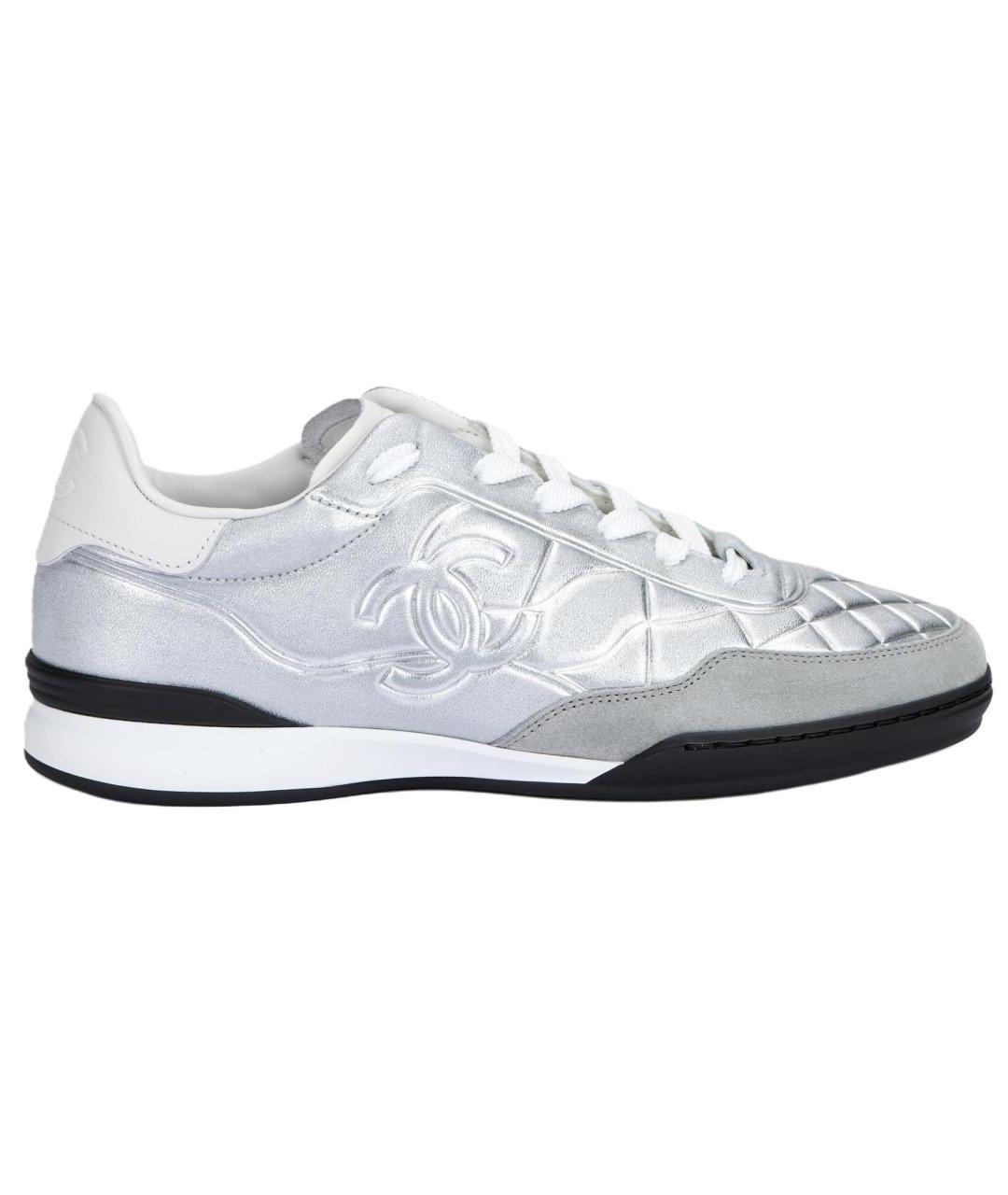 CHANEL Серые кожаные кроссовки, фото 1