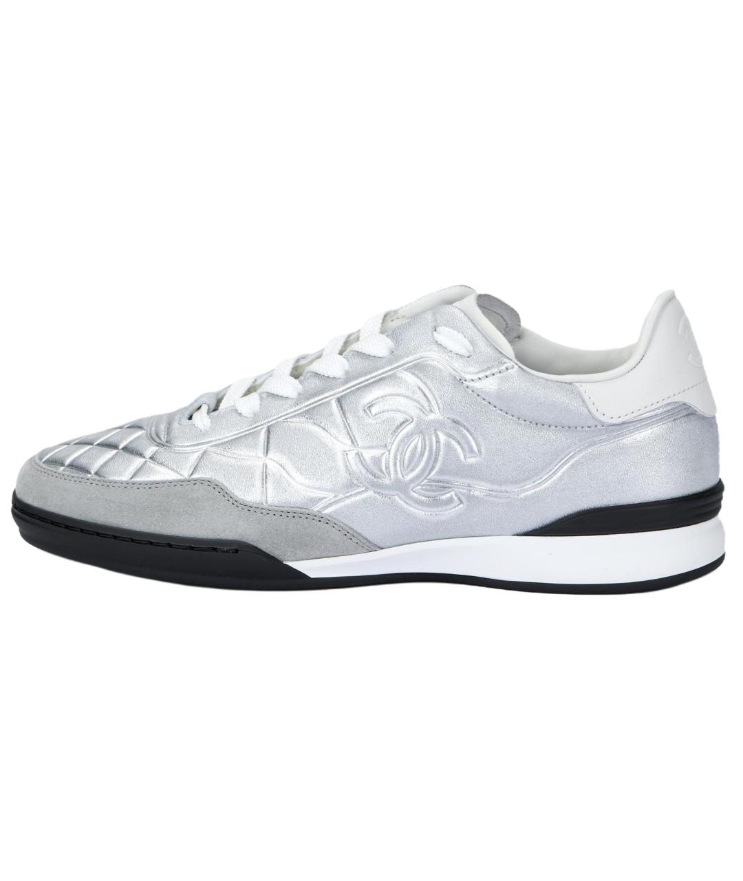 CHANEL Серые кожаные кроссовки, фото 6