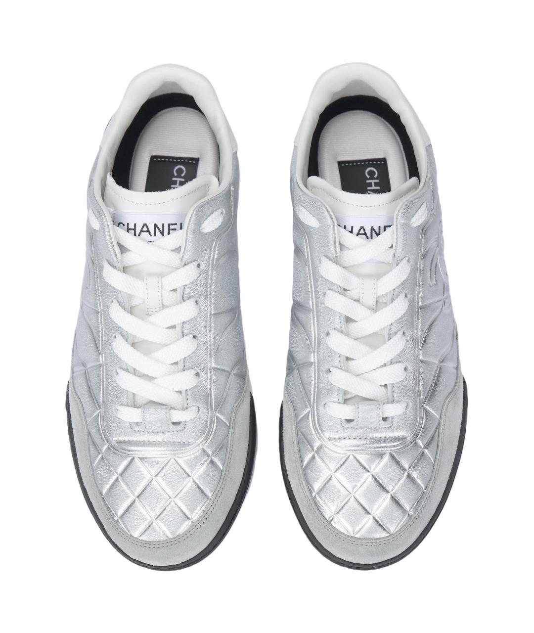 CHANEL Серые кожаные кроссовки, фото 3