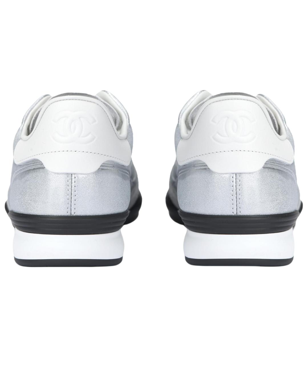 CHANEL Серые кожаные кроссовки, фото 4