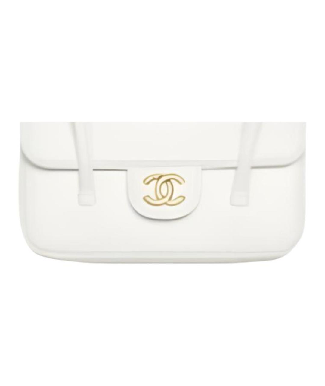 CHANEL Белая кожаная сумка через плечо, фото 3