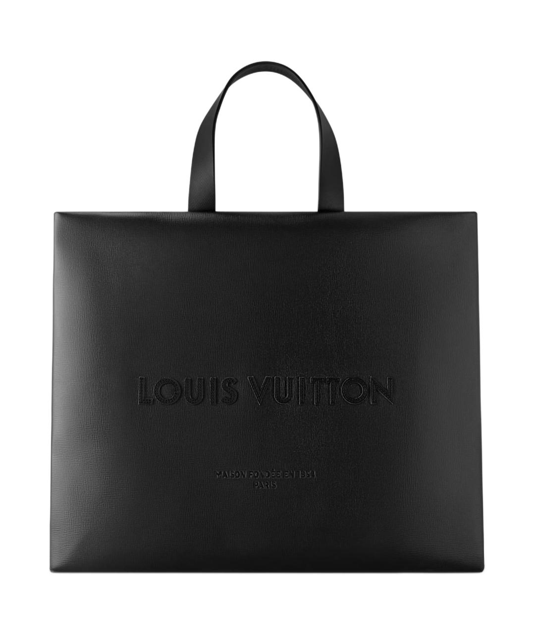 LOUIS VUITTON Черная кожаная сумка тоут, фото 3