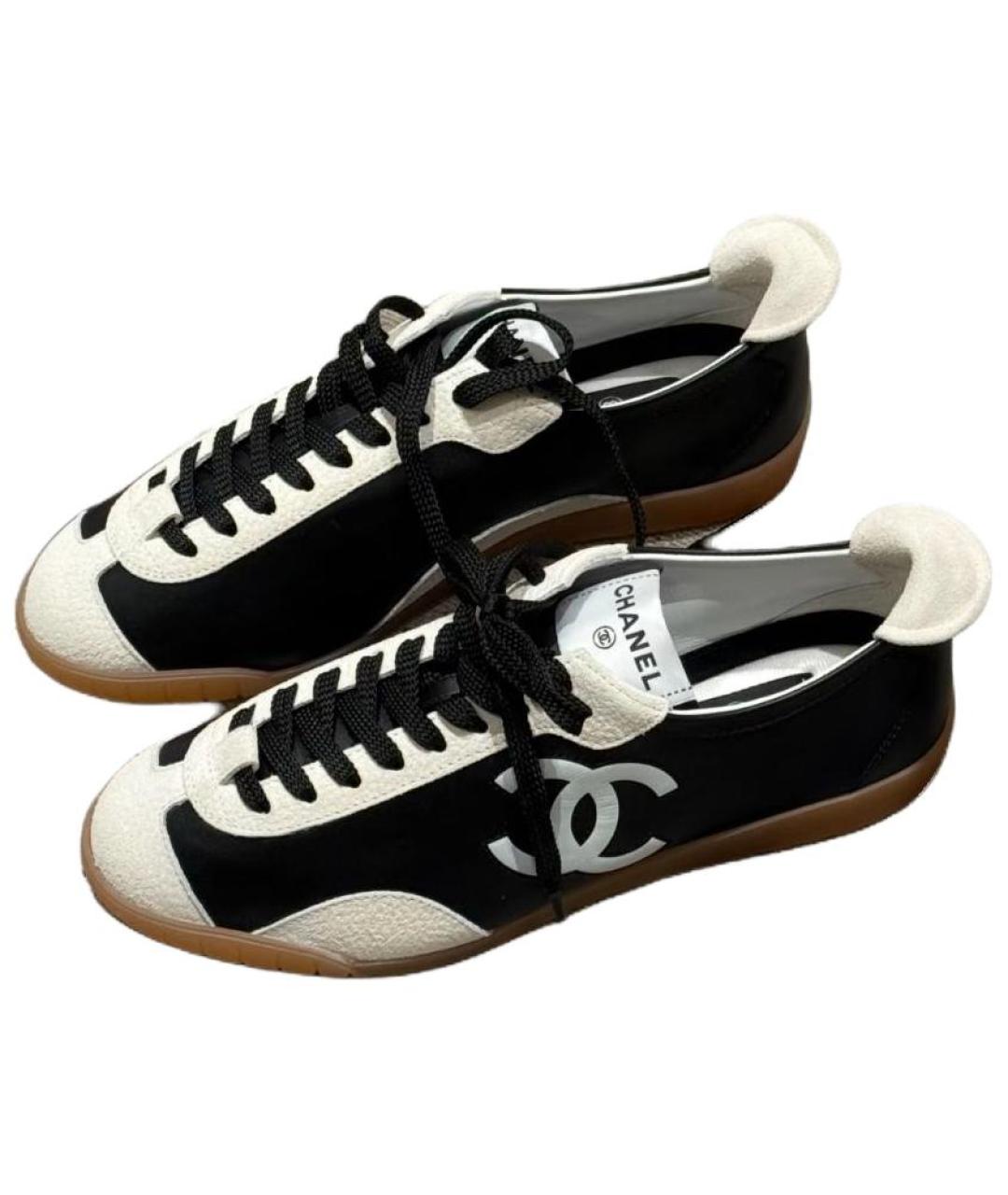 CHANEL Черные кожаные кеды, фото 3
