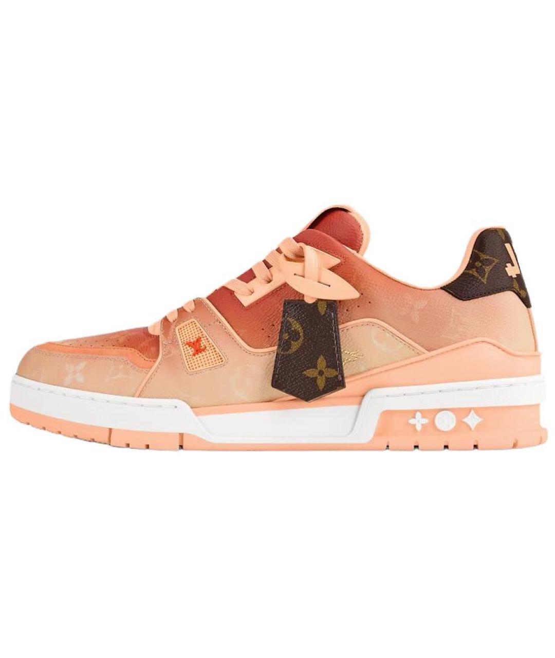 LOUIS VUITTON Оранжевое кожаные низкие кроссовки / кеды, фото 2