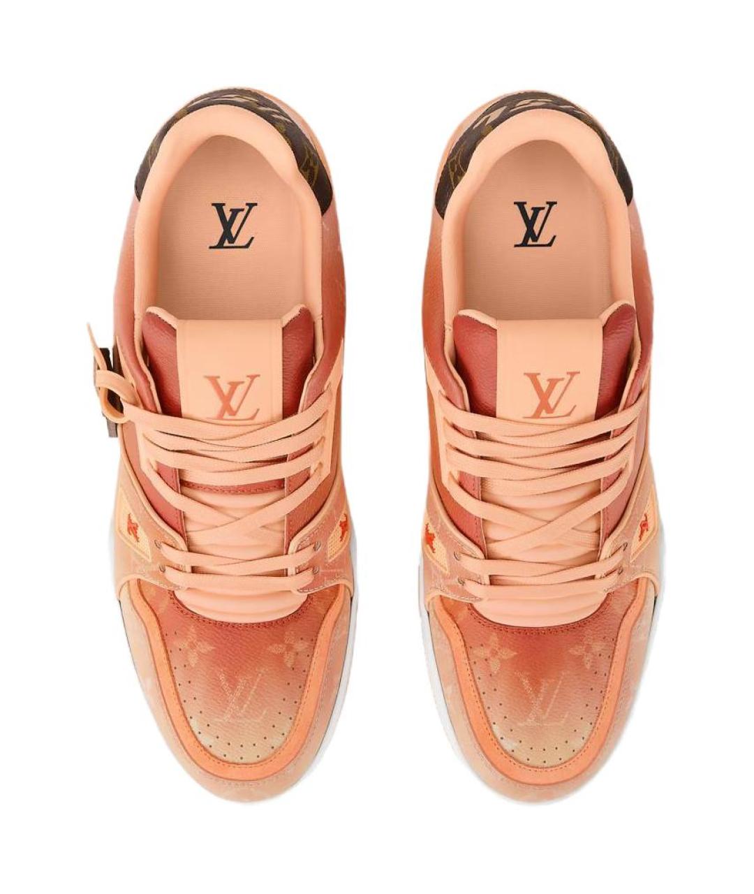 LOUIS VUITTON Оранжевое кожаные низкие кроссовки / кеды, фото 4