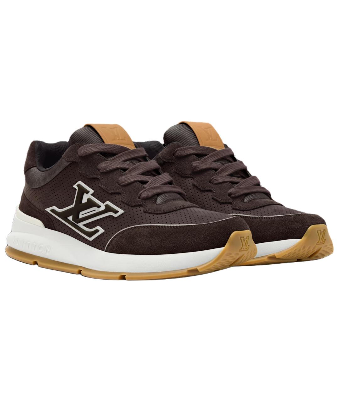 LOUIS VUITTON Коричневые кожаные низкие кроссовки / кеды, фото 3