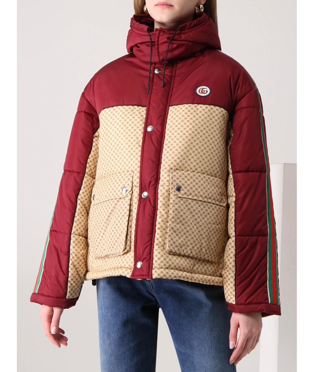 GUCCI Бордовый полиамидовый пуховик, фото 2