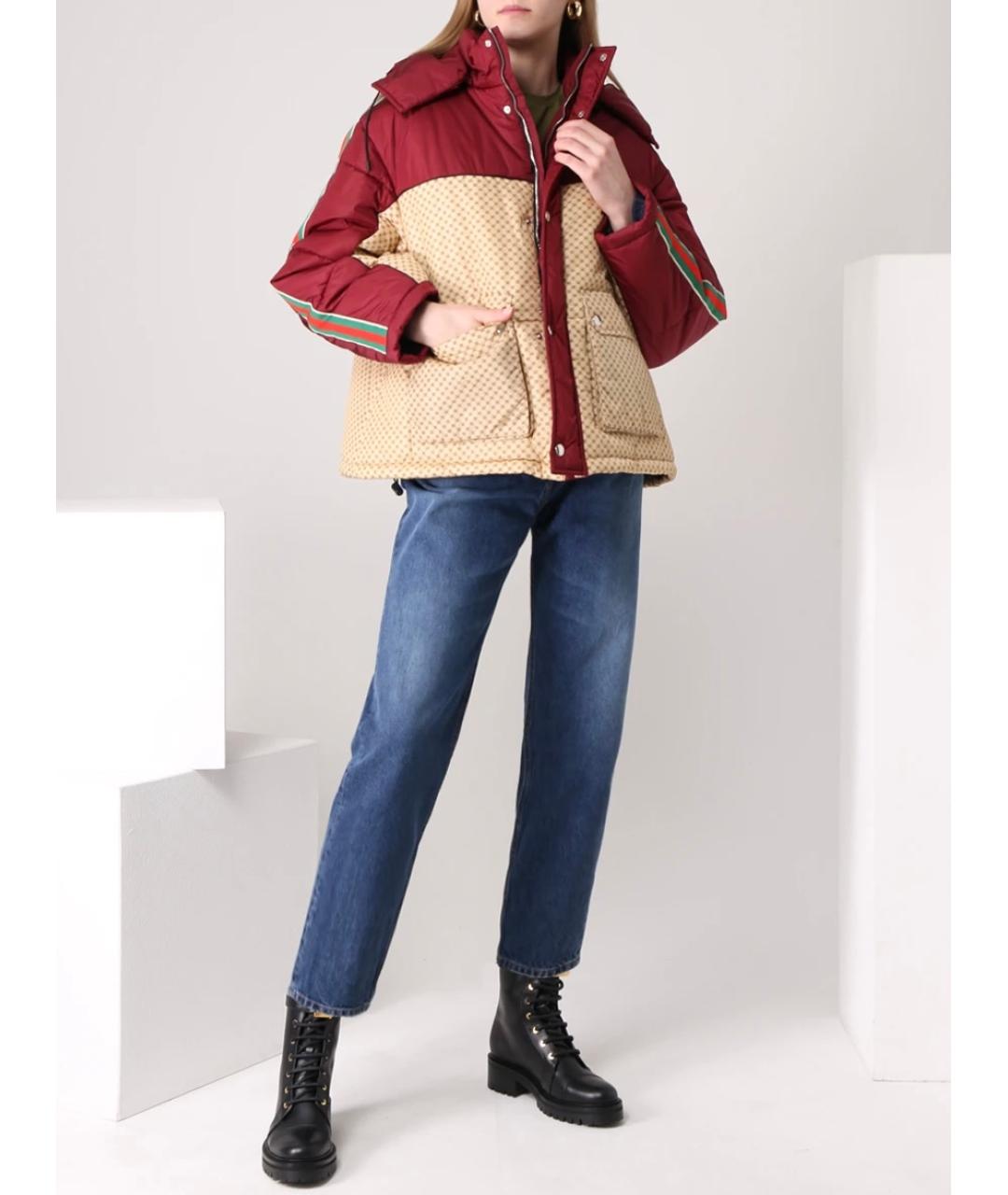 GUCCI Бордовый полиамидовый пуховик, фото 4