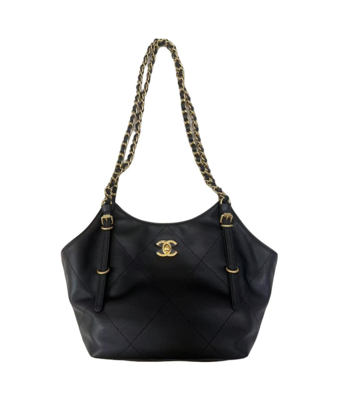 CHANEL Черная кожаная сумка через плечо, фото 6