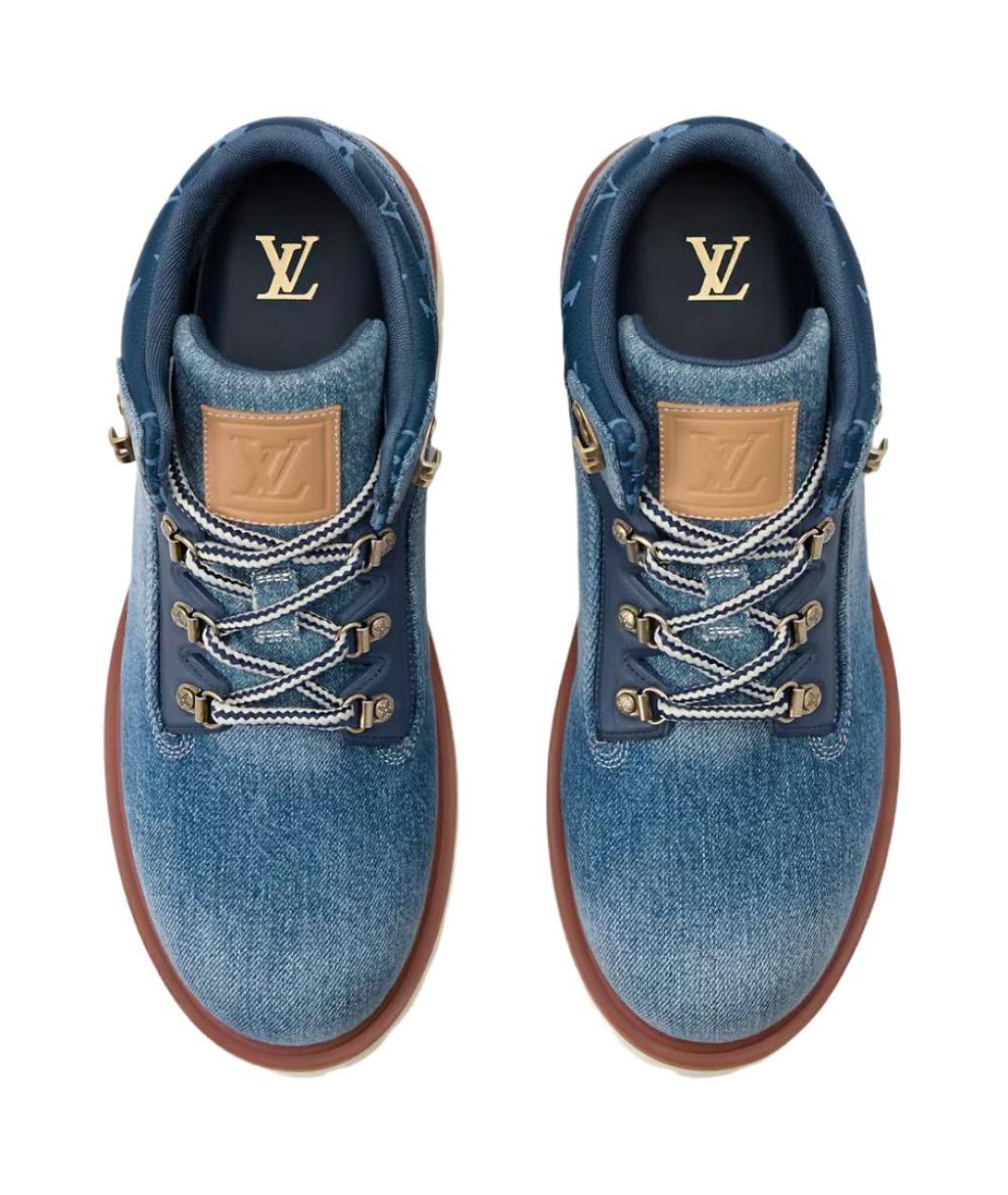 LOUIS VUITTON Синие кожаные низкие ботинки, фото 4