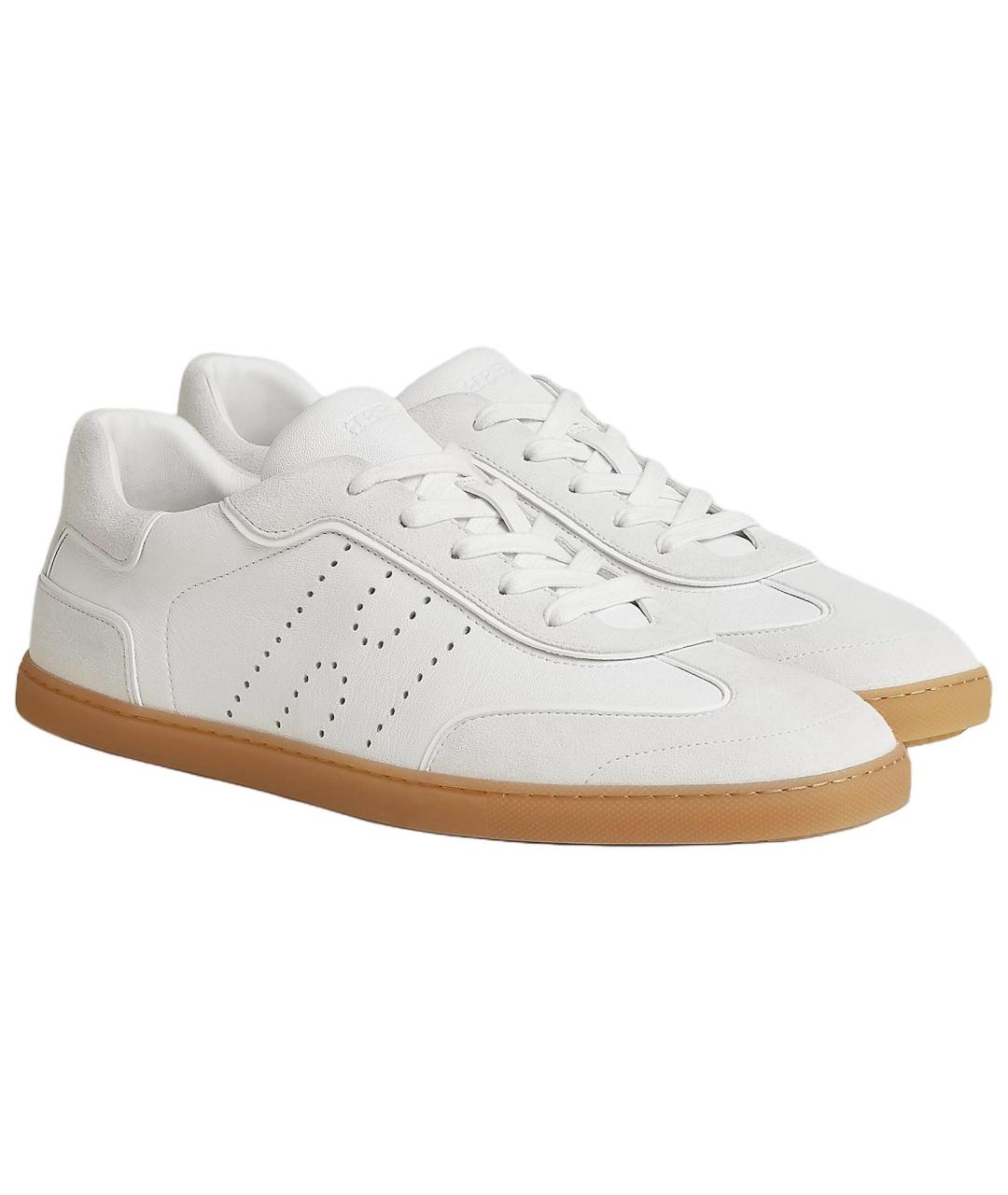 HERMES Белые кожаные низкие кроссовки / кеды, фото 3