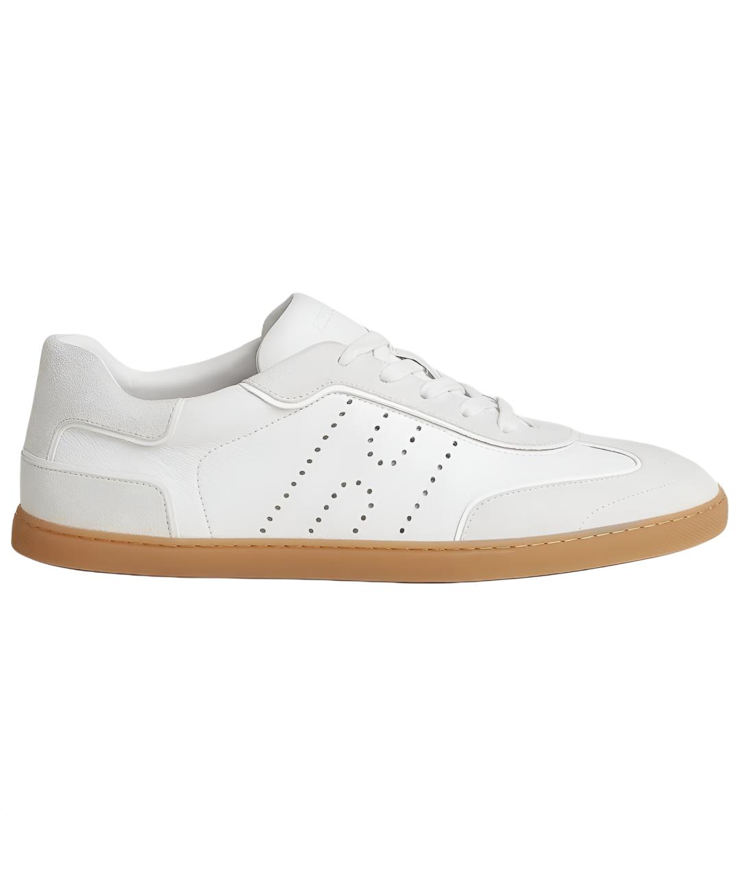 HERMES Белые кожаные низкие кроссовки / кеды, фото 1