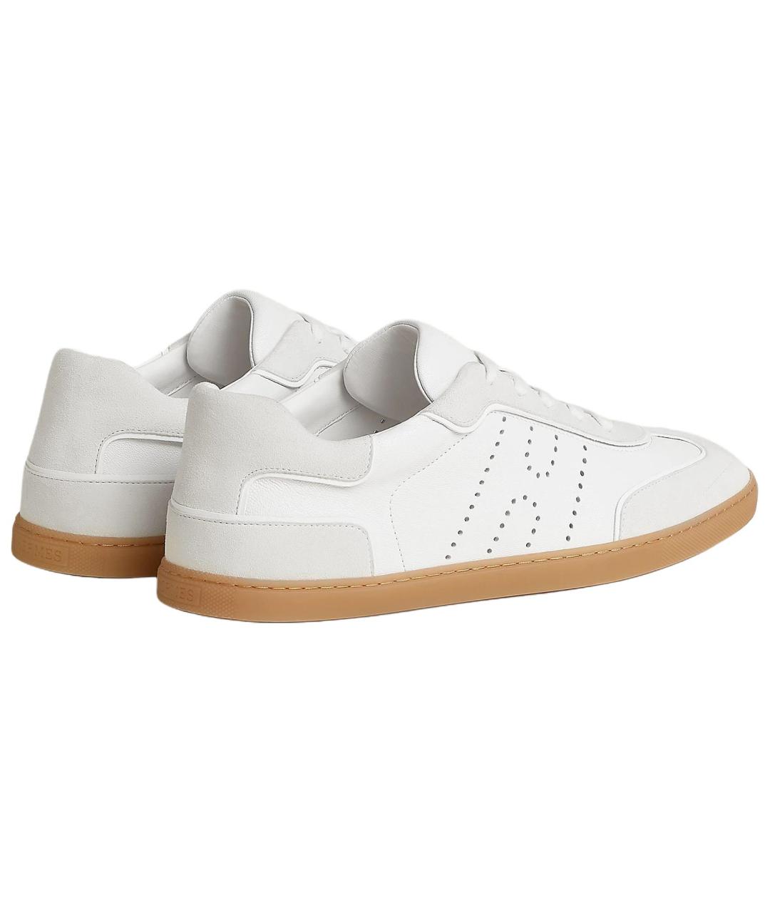 HERMES Белые кожаные низкие кроссовки / кеды, фото 4