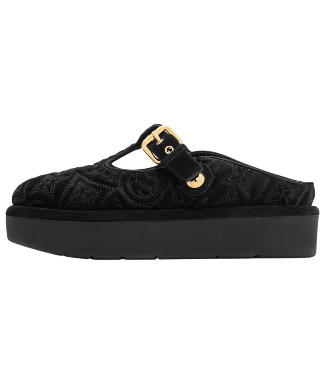 LOUIS VUITTON Черные нубуковые мюли, фото 2