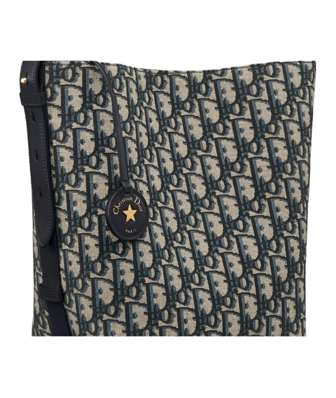 CHRISTIAN DIOR Темно-синяя хлопковая сумка через плечо, фото 5