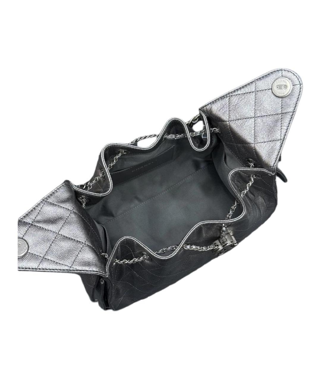 CHANEL Серебряная кожаная сумка через плечо, фото 5