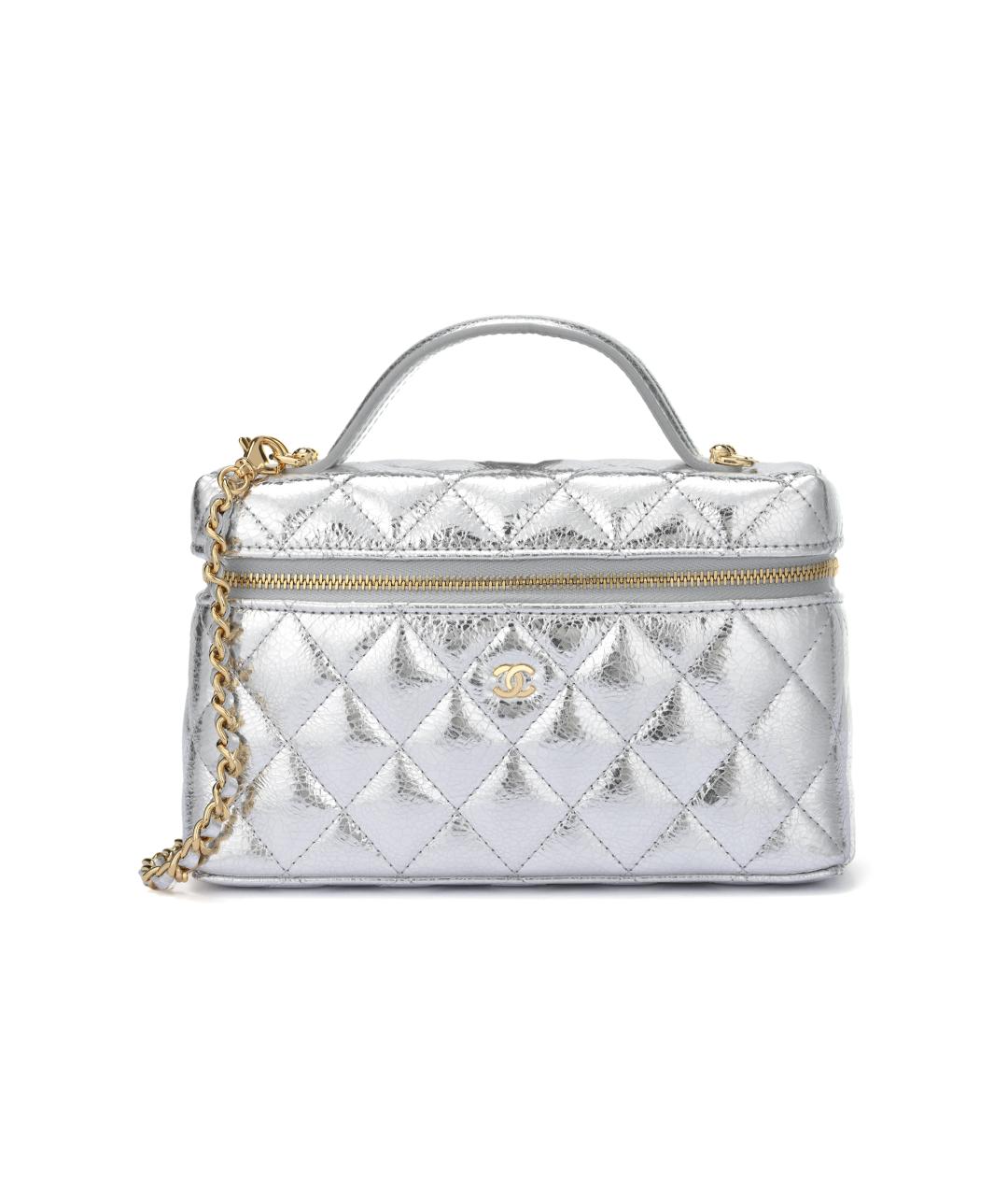 CHANEL Серебряная кожаная косметичка, фото 1