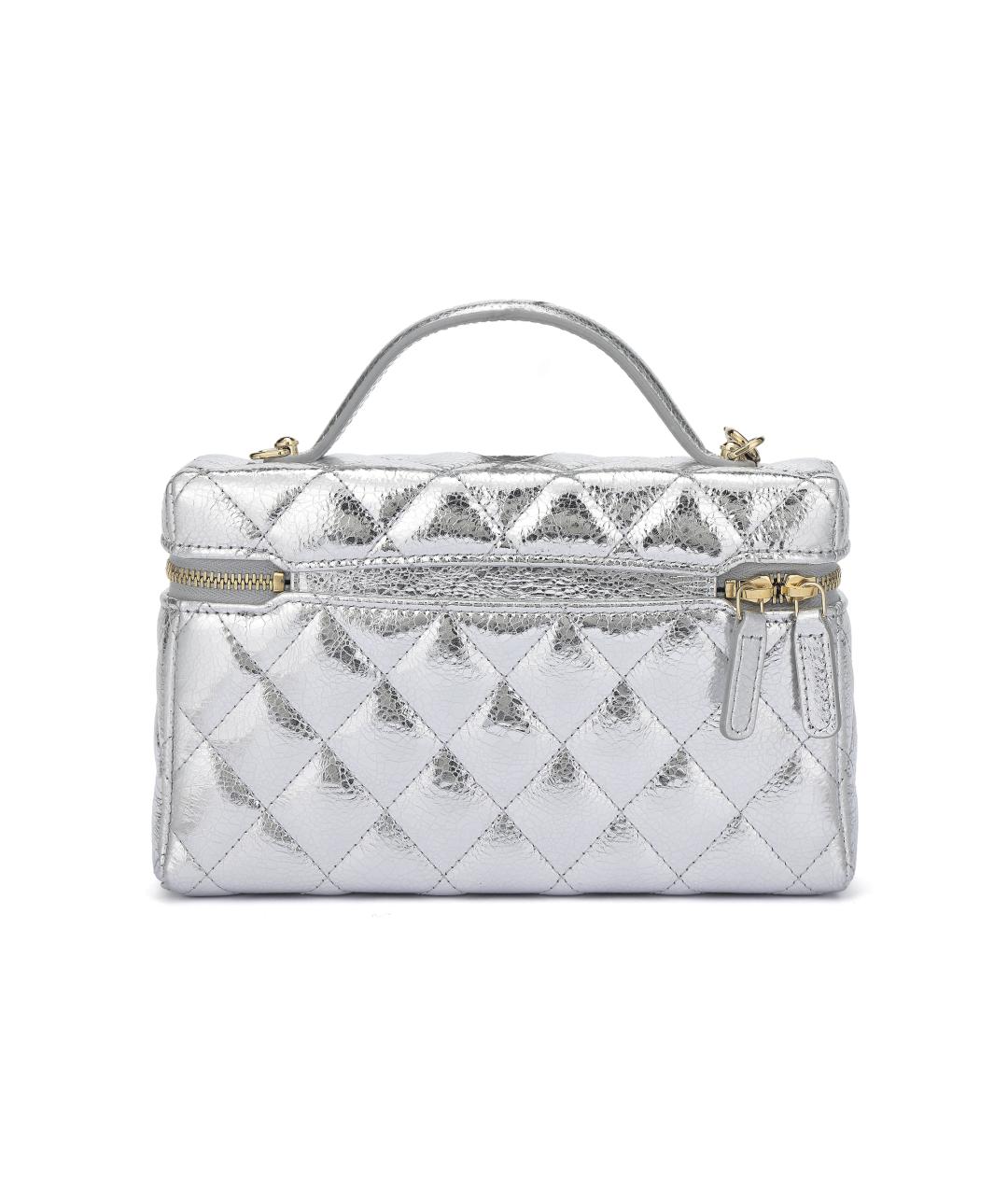 CHANEL Серебряная кожаная косметичка, фото 3