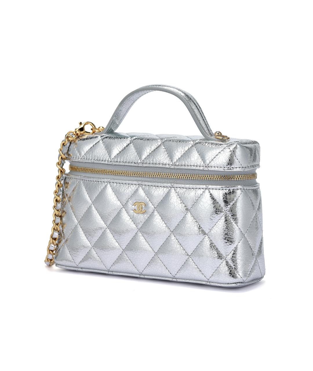 CHANEL Серебряная кожаная косметичка, фото 2