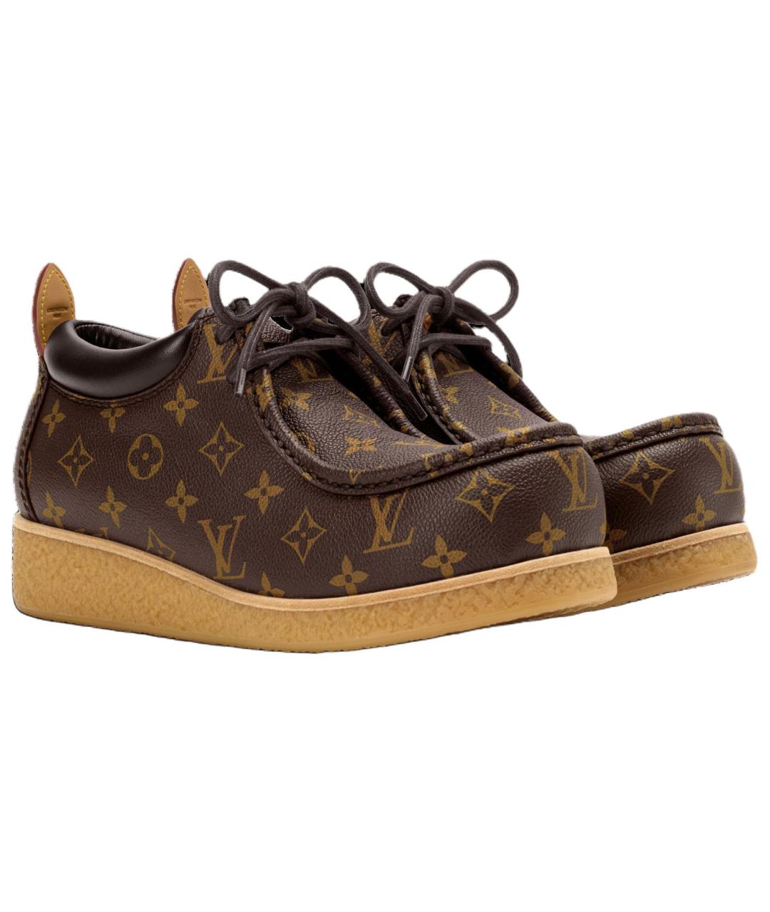 LOUIS VUITTON Коричневые кожаные низкие ботинки, фото 3