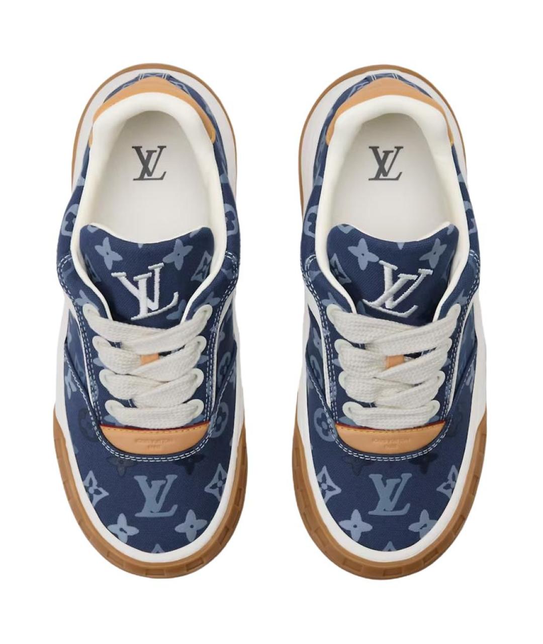 LOUIS VUITTON Синие кожаные низкие кроссовки / кеды, фото 4