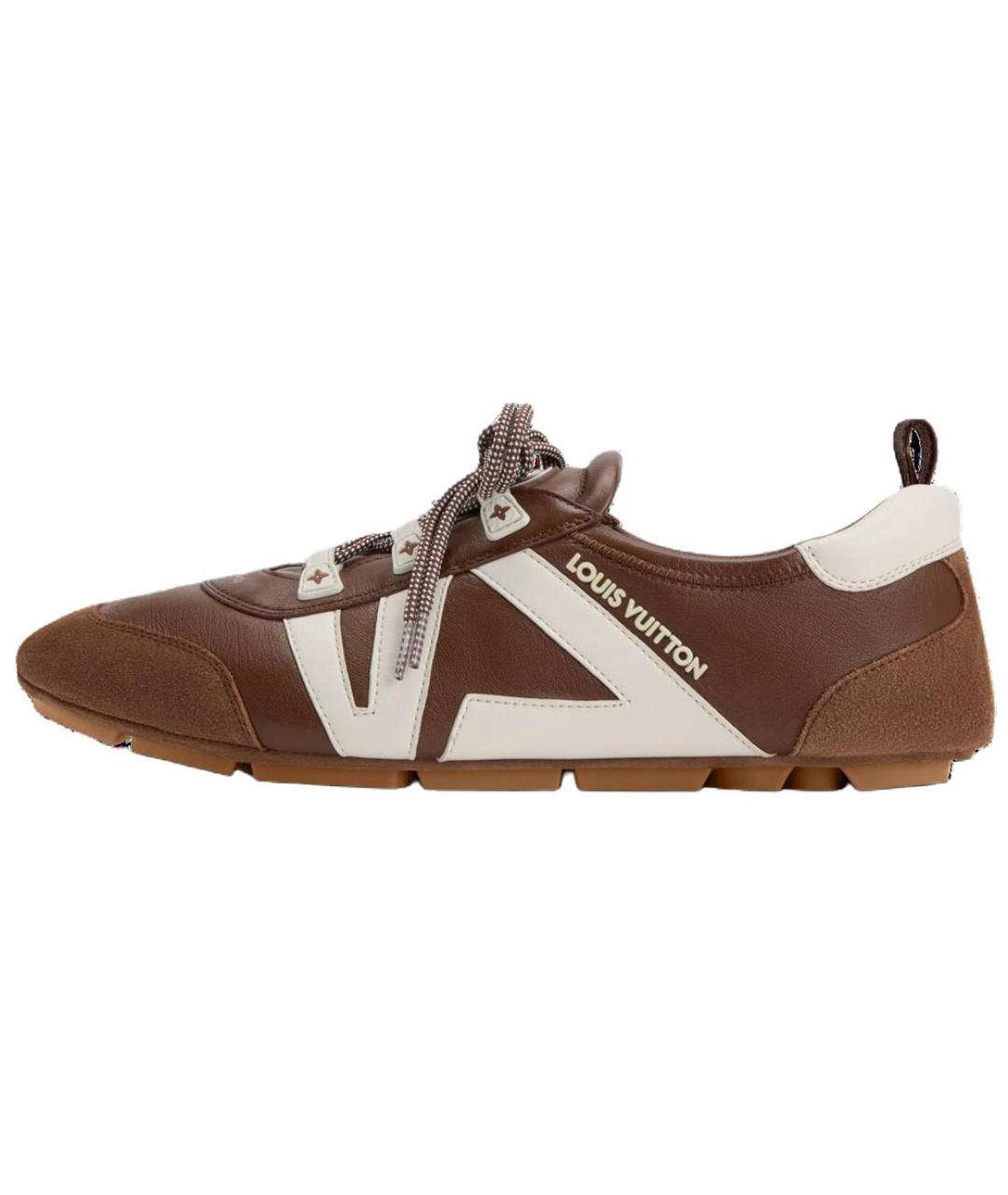 LOUIS VUITTON Коричневые кожаные кеды, фото 2