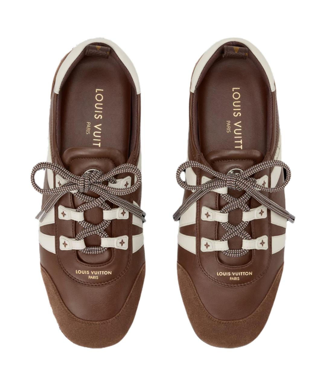 LOUIS VUITTON Коричневые кожаные кеды, фото 4