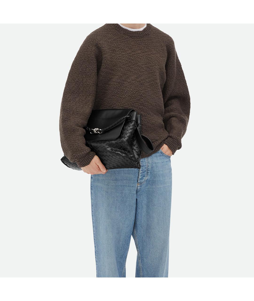 BOTTEGA VENETA Черная кожаная сумка через плечо, фото 5