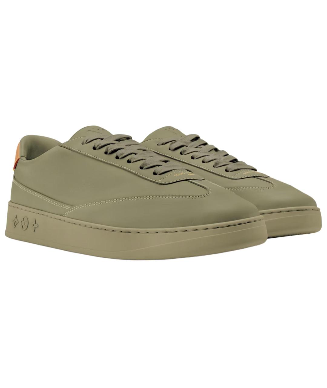 LOUIS VUITTON Зеленые кожаные низкие кроссовки / кеды, фото 3