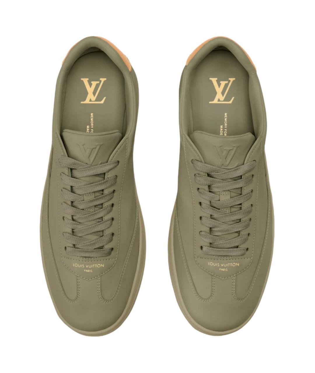 LOUIS VUITTON Зеленые кожаные низкие кроссовки / кеды, фото 4