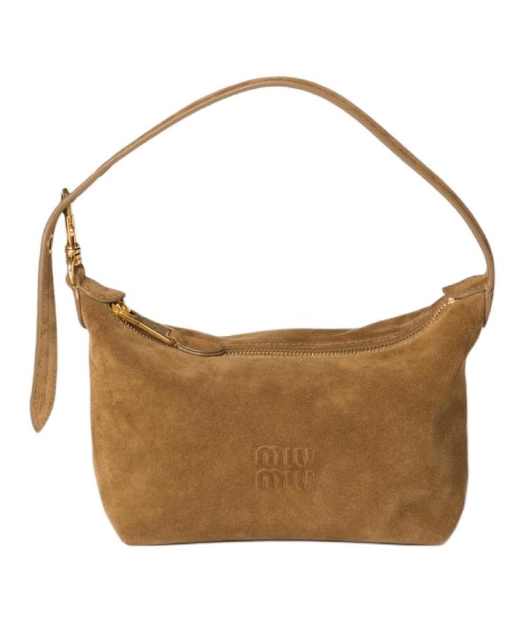 MIU MIU Коричневая замшевая сумка через плечо, фото 1