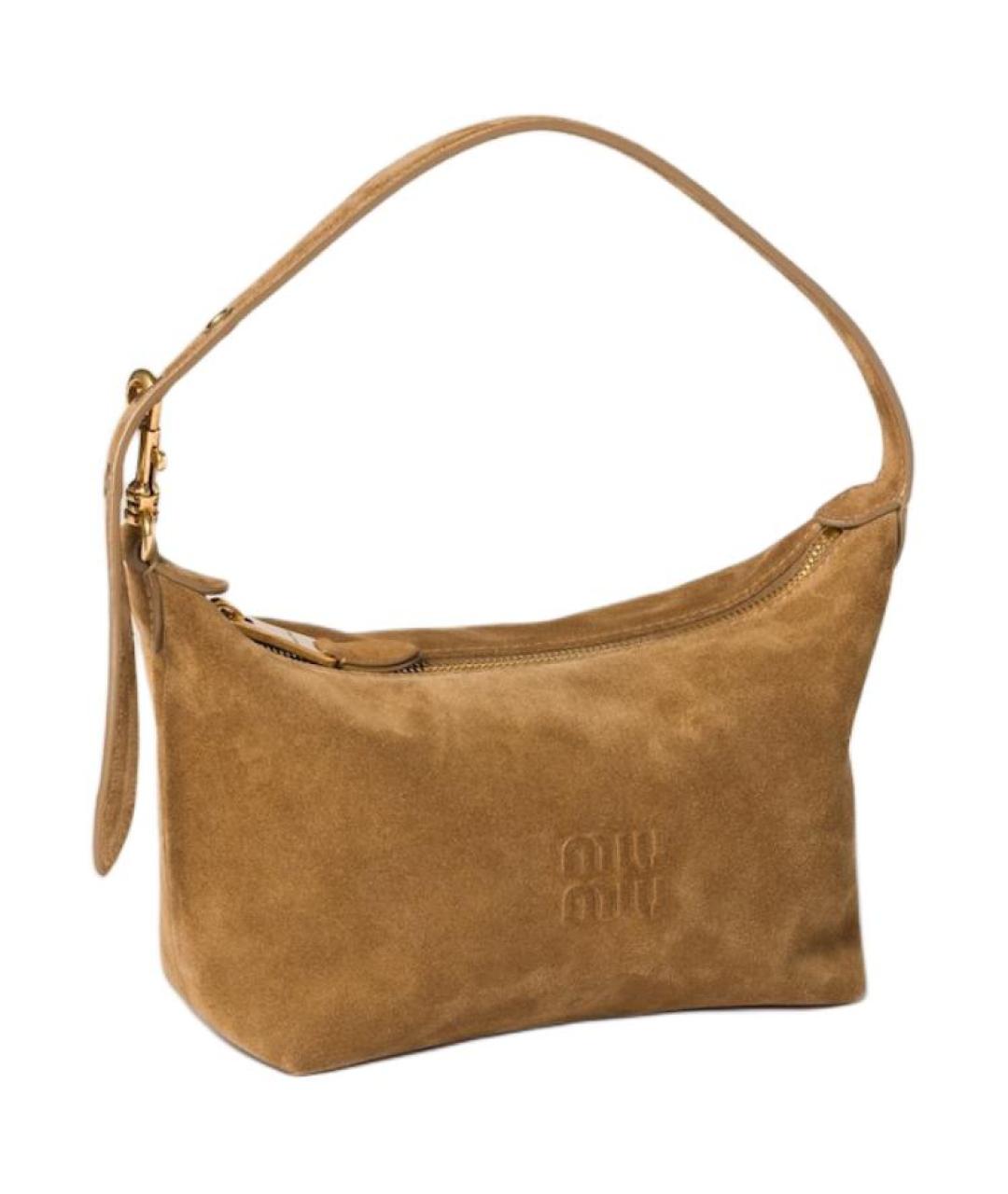 MIU MIU Коричневая замшевая сумка через плечо, фото 2