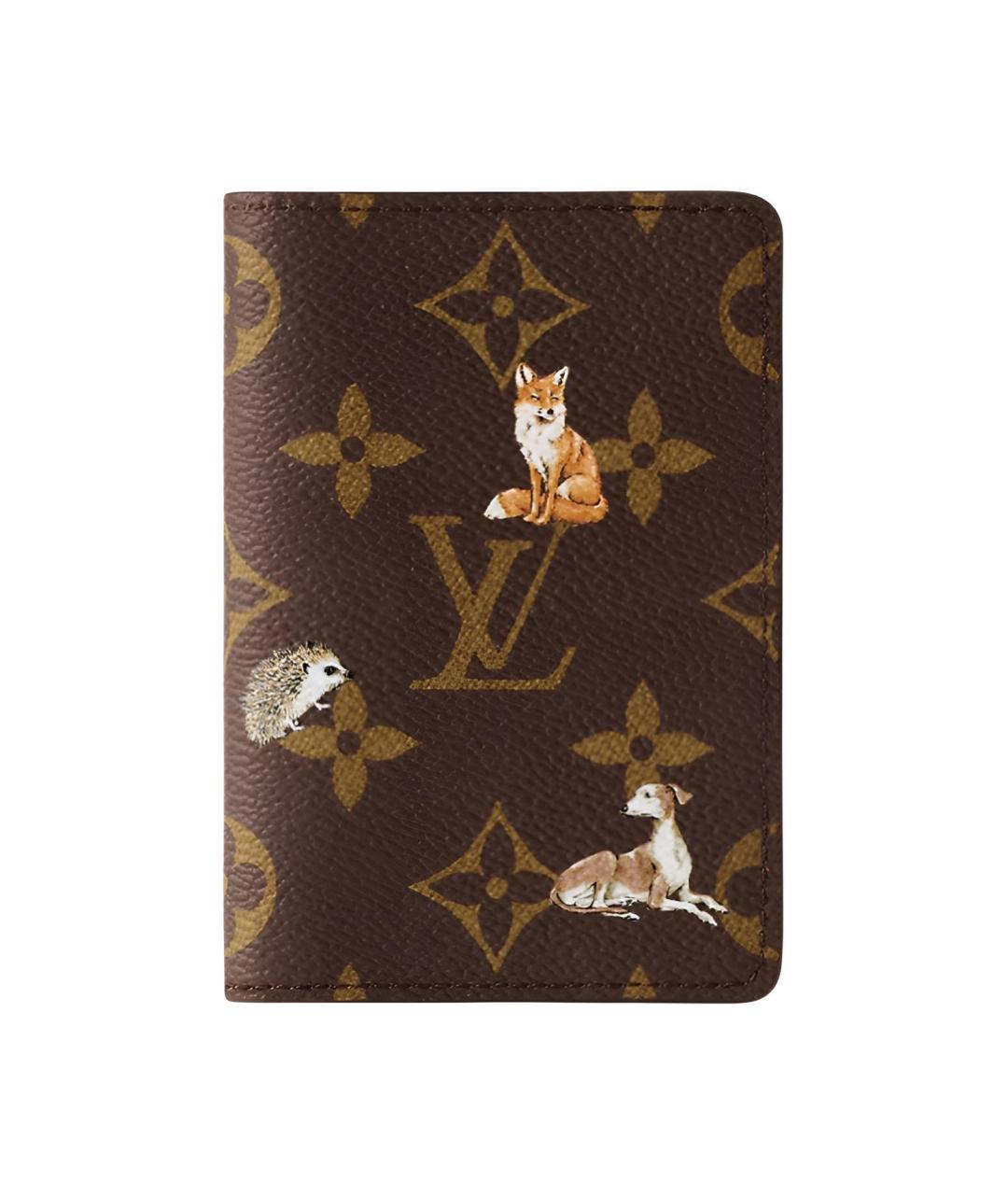 LOUIS VUITTON Коричневый кожаный кардхолдер, фото 1