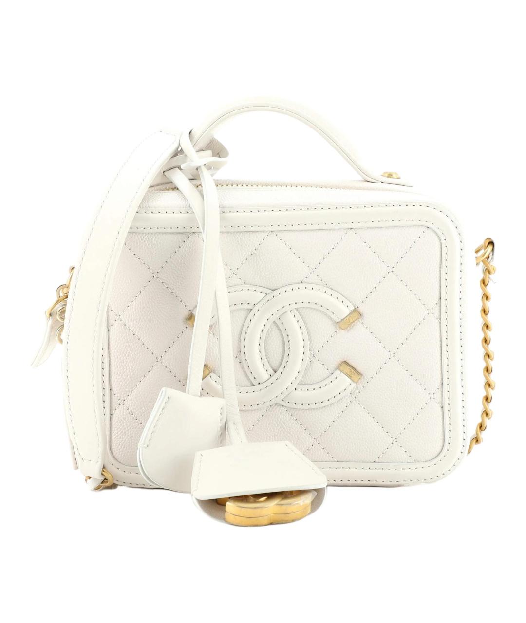 CHANEL Белая кожаная сумка через плечо, фото 2