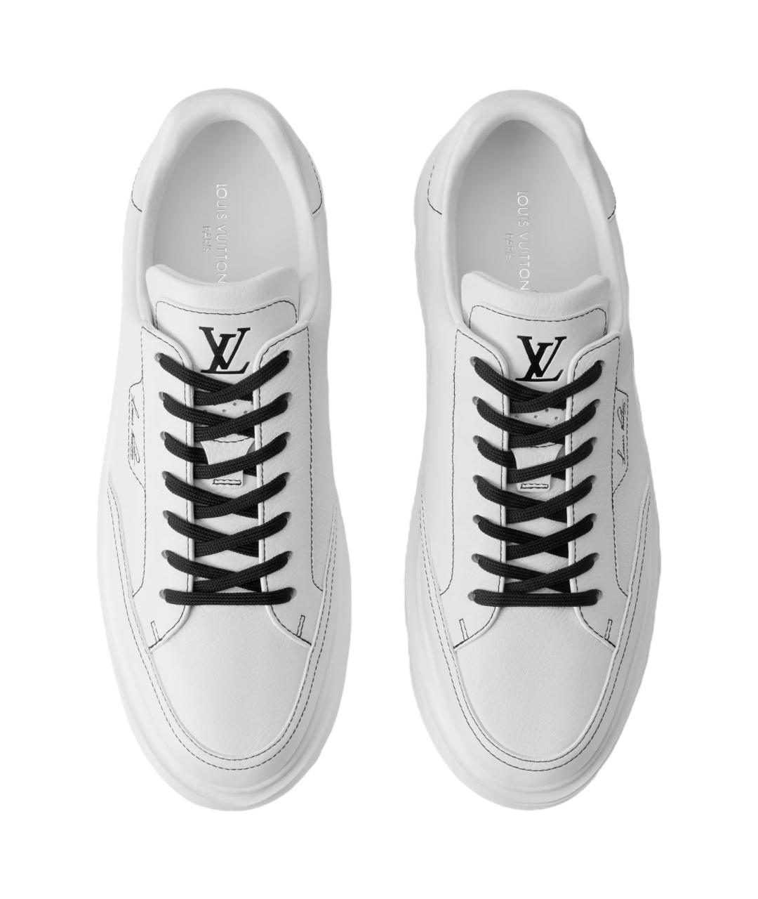LOUIS VUITTON Белые кожаные низкие кроссовки / кеды, фото 4