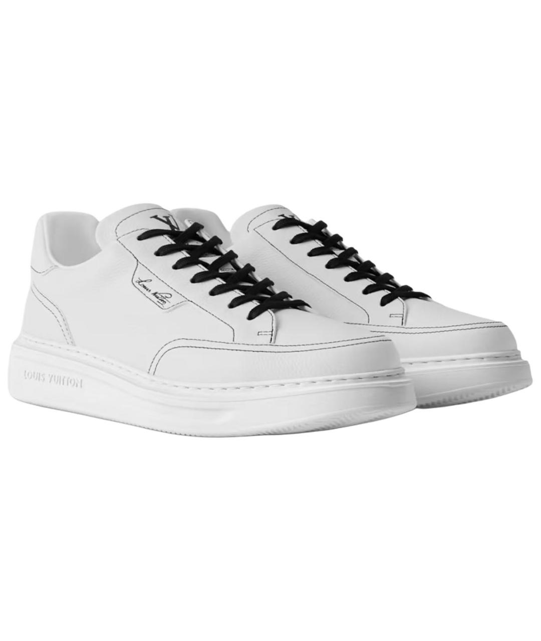LOUIS VUITTON Белые кожаные низкие кроссовки / кеды, фото 3