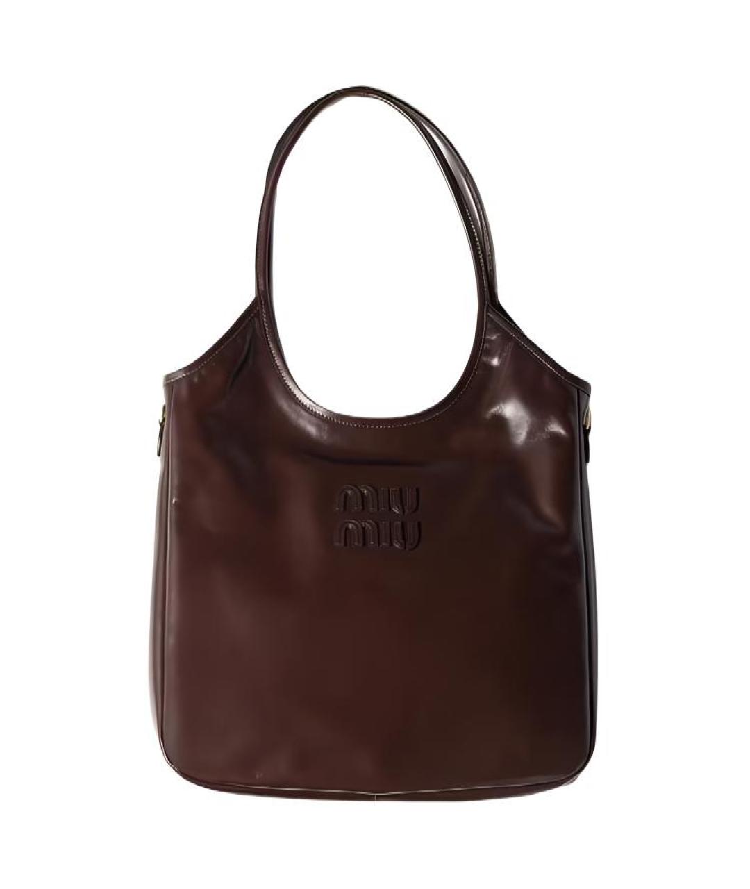 MIU MIU Коричневая кожаная сумка с короткими ручками, фото 1