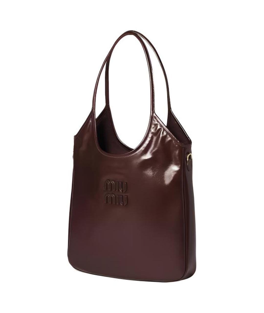 MIU MIU Коричневая кожаная сумка с короткими ручками, фото 2